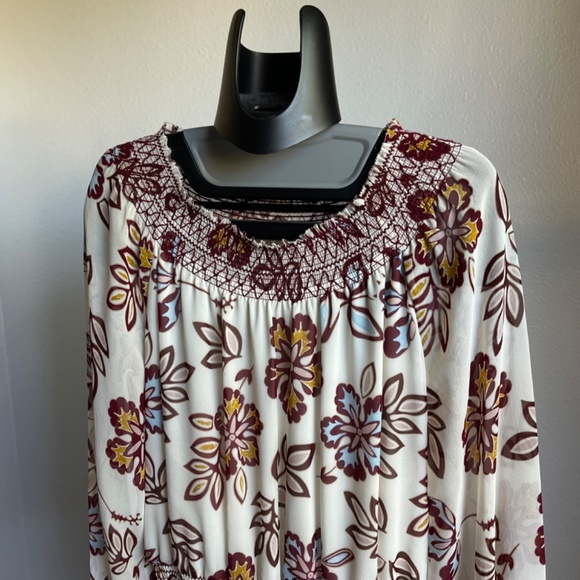 Tory Burch Indie Smocked Off-the-Shoulder Floral Silk Dress, Ivory - Picture 8 of 11